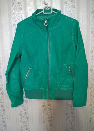 Курточка,ветровка,бомбер, р xs-s,яркая,яркий зеленый!