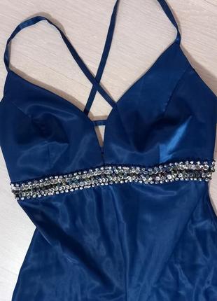 Вечернее платье, платье в пол, нарядное платье, синее,
размер 38 (s),2 фото