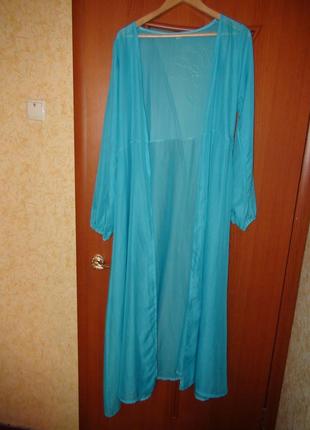 Пляжное платье - халат длинный пляжный летний халат прозрачный пляжный халат2 фото