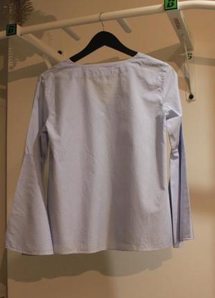 Дуже красива блузка в смужку zara преміум колекція рукав волан розмір s-m8 фото