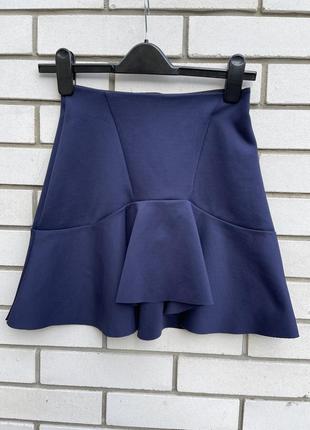 Очень красивая,асимметричная,синяя юбка с рюшами,воланами, хлопок,zara1 фото
