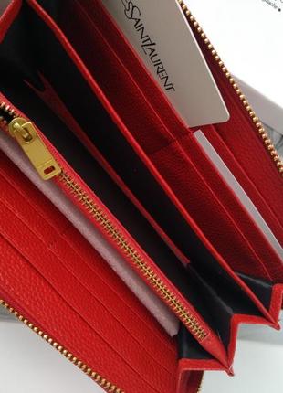 Красный кожаный кошелек в стиле yves saint 💥хит продаж
