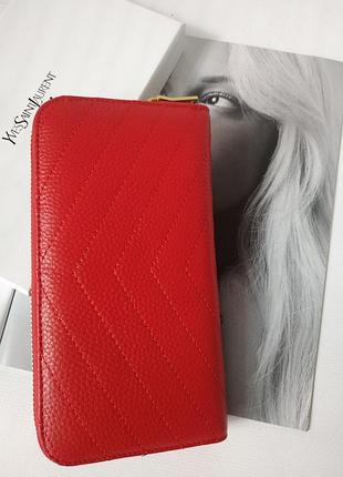 Красный кожаный кошелек в стиле yves saint 💥хит продаж
