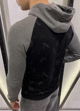 Худи кенгуру мужская черная серая турция / худі базова кофта толстовка чорна сіра2 фото