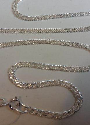 Серебряная цепочка 50 см. вес 2,9 г серебро 925 проба плетение тройной ромб