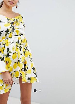 Asos платье на запах принт лимон2 фото