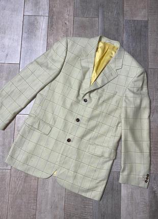 Желтый шерстяной шёлковый пиджак