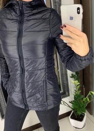 🧥отпадная чёрная куртка-дутик осень -весна/чёрная демисезонная стёганная куртка🧥