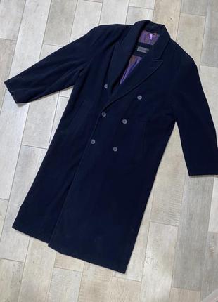 Темно-синее кашемировое длинное пальто,шерстяное прямое пальто,большой размер,батал(29)1 фото