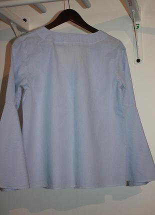 Дуже красива блузка в смужку zara преміум колекція рукав волан розмір s-m2 фото