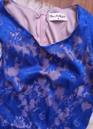 Синє плаття мереживо міді розмір з красиве нарядне2 фото