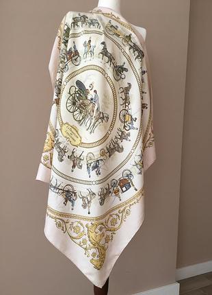 Винтажный шелковый платок  hermès carré la promenade de longchamps