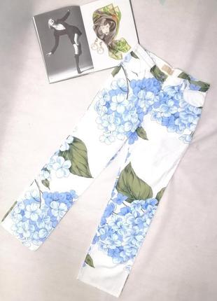 Брендовые брюки джинсы для девочки monnalisa , цветочный принт