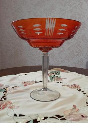 Винтажная ваза, фруктовница, конфетница из цветного стекла1 фото