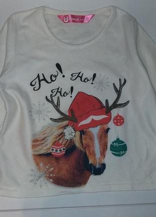 Кофточка флиска новогодний принт 5-6лет