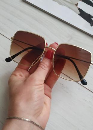 Квадратные очки, очки солнечные женские квадраты, коричневые линзы