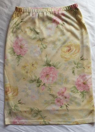 Легкая летняя юбка нежный рози трикотаж спідниця  легка на резинці тягнеться миди легкая1 фото