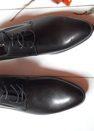 Мужские кожаные черные классические туфли на шнурках3 фото