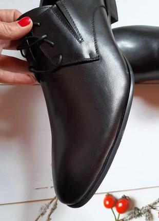 Мужские кожаные черные классические туфли на шнурках4 фото