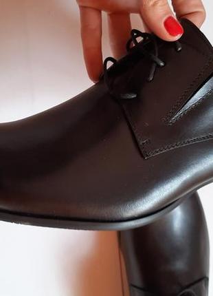 Мужские кожаные черные классические туфли на шнурках6 фото