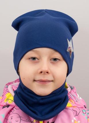 Детская шапка с хомутом "звезда" (2 размера - до 5 лет; от 5 до 12 лет)2 фото