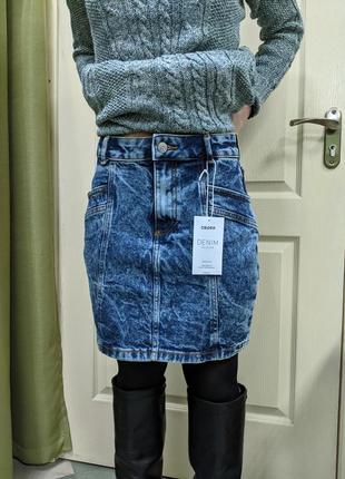 Трендова стильна джинсова спідниця жіноча cropp