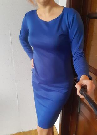 Синее базовое платье