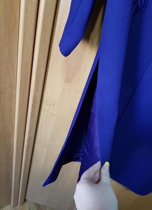 Стильный фиолетовый длинный пиджак с разрезами, удлинённый пиджак, жакет - платье8 фото