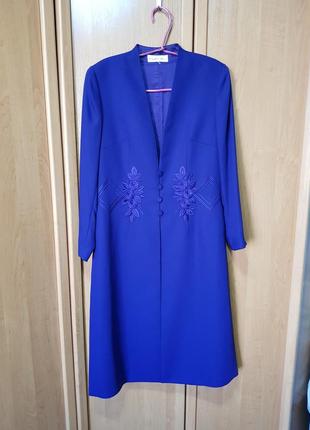 Стильный фиолетовый длинный пиджак с разрезами, удлинённый пиджак, жакет - платье2 фото