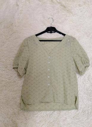 Блуза рубашка хлопок прошва разные цвета  оливка