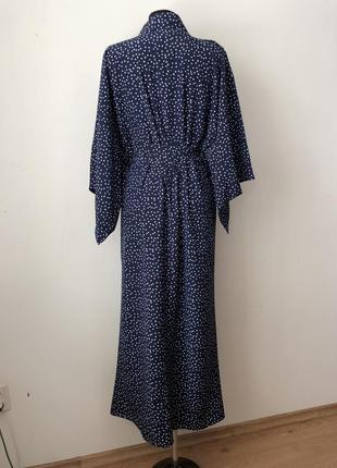 Сукня-халат кімоно максі 42-50 синій софт4 фото