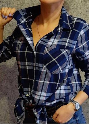 Рубашка в клетку с длинным рукавом💙
