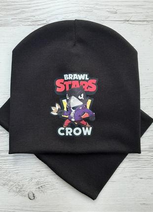 Детская шапка с хомутом "brawl crow" (2 размера - до 5 лет; от 5 до 12 лет)3 фото