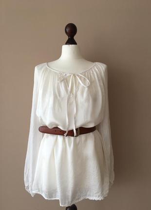 Натуральная шелковая блуза пляжная туника в стиле бохо  100% шелк италия4 фото