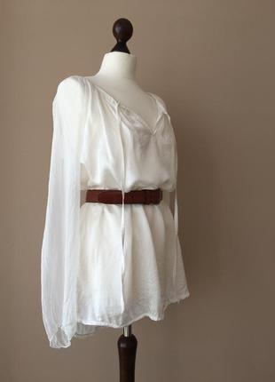 Натуральная шелковая блуза рубашка  пляжная туника в стиле бохо 100% шелк италия1 фото