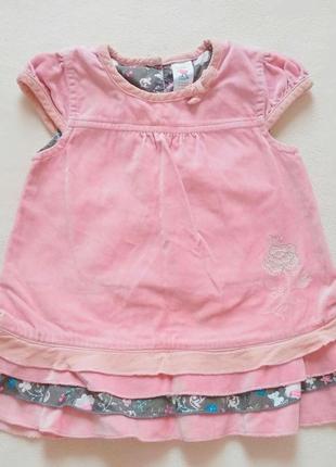 Фирма c&a babyclub розовое бархат платье на девочку 2 3 месяца 62 68 р