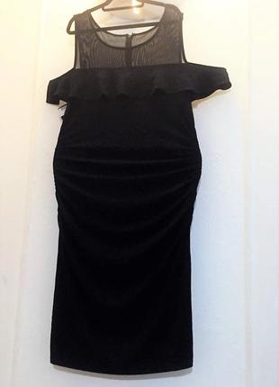 Коктейльное платье с оголенными плечами и полу-прозрачной кокеткой размер l4 фото