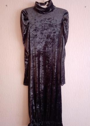Вечернее велюровое платье (zara, h&m)3 фото