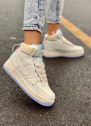 Nike air force utility sportswear cream high, женские высокие кроссовки найк форс