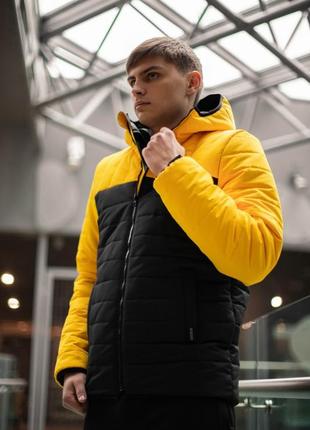Демисезонная куртка "temp" бренда intruder (желтая - черная)3 фото