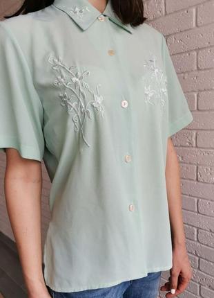 Женская винтажная блуза бренд elie saab мятная с короткими рукавами3 фото