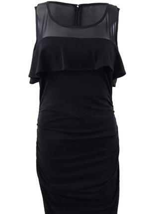 Коктейльное платье с оголенными плечами и полу-прозрачной кокеткой размер l8 фото