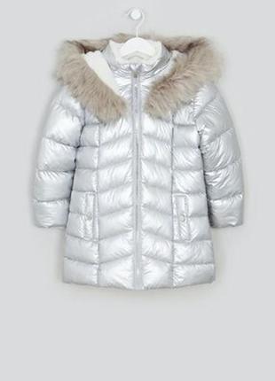 Зимняя серебристая куртка бренд matalan
