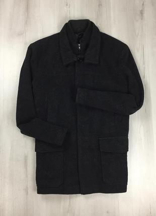 F9 пальто темное темно-серое черное удлиненное  полушерстяное butlerandwebb