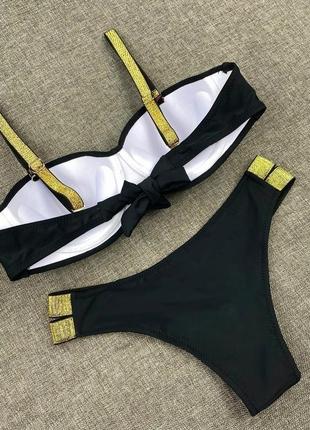 Купальник женский раздельный красивый купальник однотонный с драпировкой3 фото