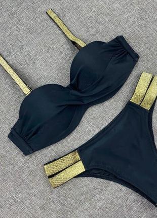 Купальник женский раздельный красивый купальник однотонный с драпировкой2 фото