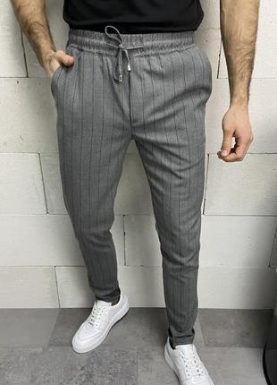 Штани чоловічі в смужку сірі туреччина / штани чоловічі в смужку сірі штани турречина1 фото