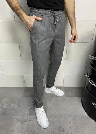 Штани чоловічі в смужку сірі туреччина / штани чоловічі в смужку сірі штани турречина3 фото