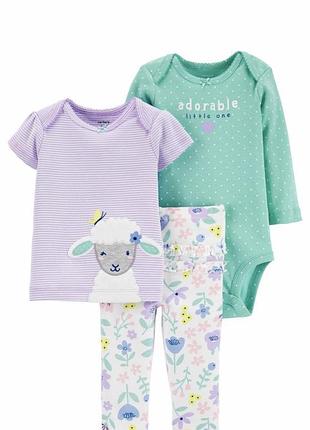 Набор-тройка для девочки carter' s 3-piece little sheep character set 12m