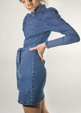Супермодное джинсовое платье на молнии bershka3 фото